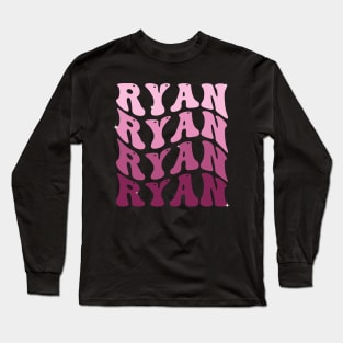 Ryan First Name Personalized Retro Groovy Birthday Long Sleeve T-Shirt